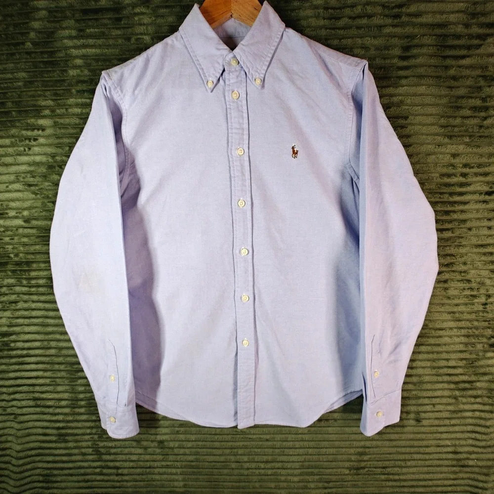 Polo Ralph Lauren Flesh Pony Mens OCBD Blue Long Sleeve Button Down Modern Med M